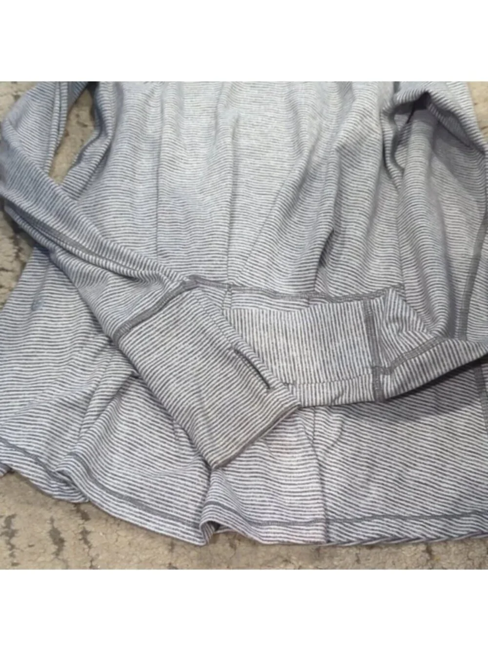 Lululemon Warm Your Core Long Sleeve Tee Tonka Stripe Heathered Slate White
